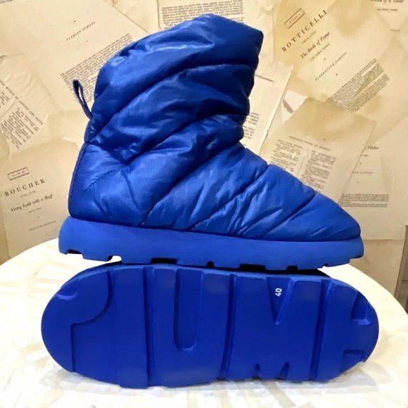Anthropologie Piumestudio Luna Pillow Boot Cobalt Blue Nylon Pull On - Picture 8 of 8